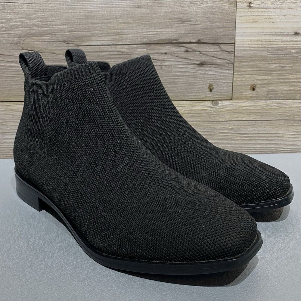 VIVAIA Ryan Slip On Chelsea Ankle Booties Black Knit Square Toe EU 37 US 6.5